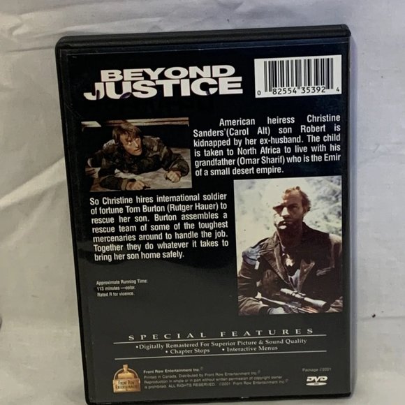 Beyond Justice (DVD, 2001) Rutger Hauer, Carol Alt, Omar Sharif, Elliott Gould - Picture 2 of 4